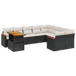 vidaXL Set canapele de grădină cu perne, 10 piese, negru, poliratan