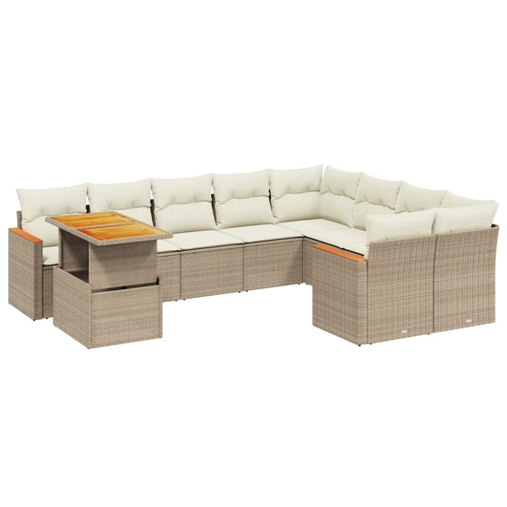 vidaXL Set canapele de grădină cu perne, 10 piese, bej, poliratan