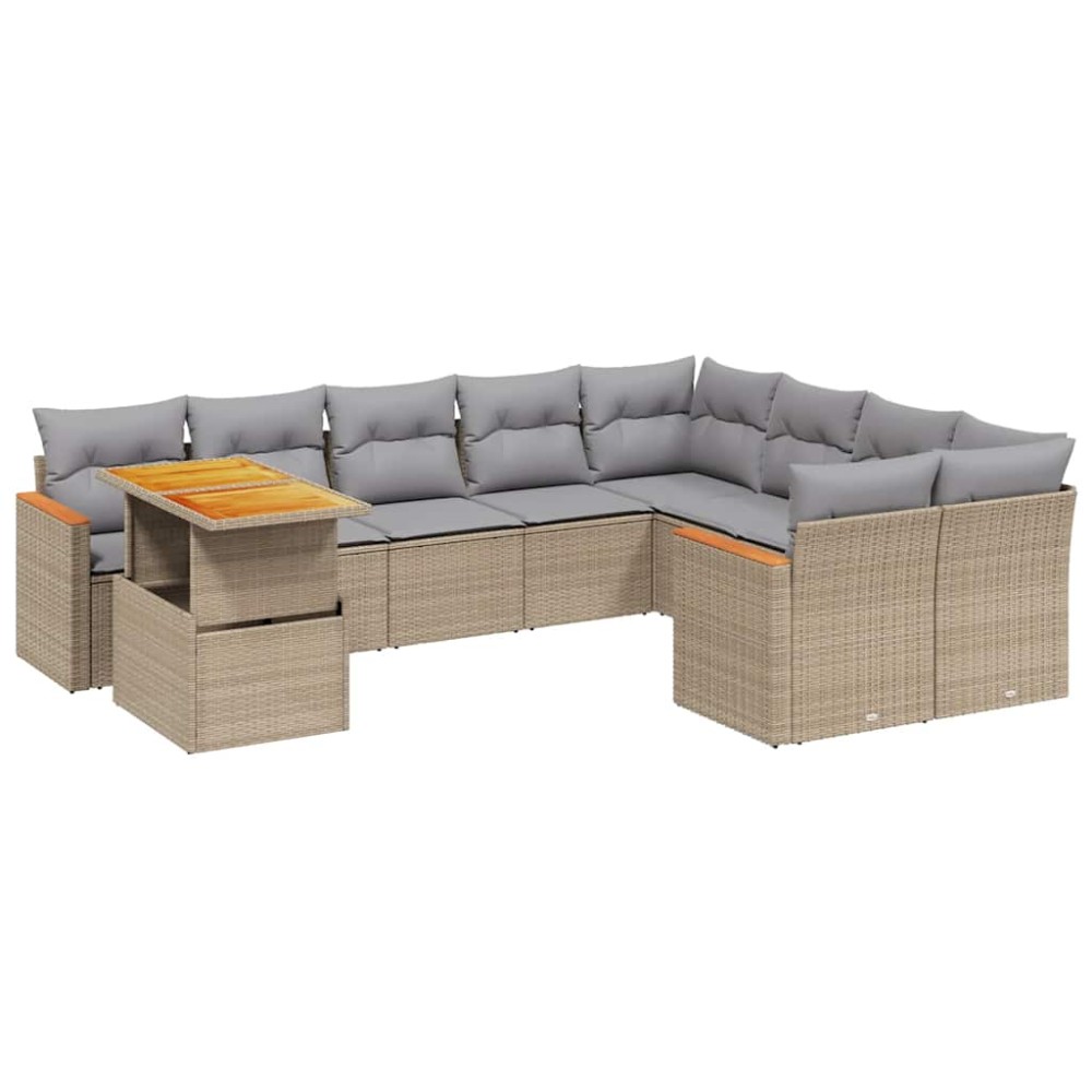 vidaXL Set canapele de grădină cu perne, 10 piese, bej, poliratan