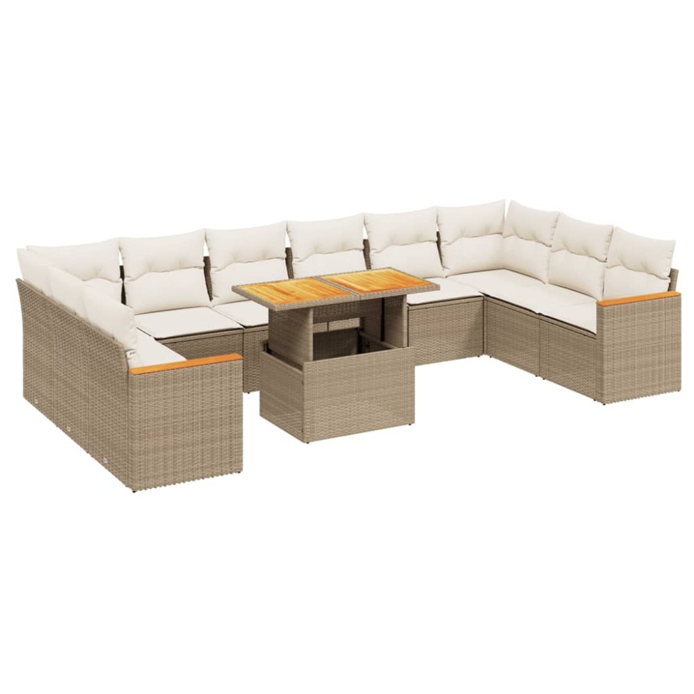 vidaXL Set canapele de grădină cu perne, 11 piese, bej, poliratan