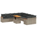 vidaXL Set canapele de grădină cu perne, 11 piese, gri, poliratan