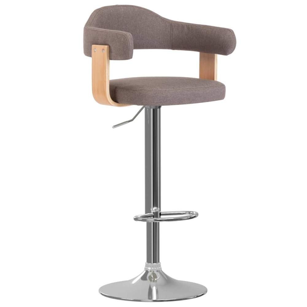 vidaXL Scaune de bar 2 buc. gri taupe lemn curbat și material textil