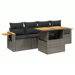 vidaXL Set canapea de grădină cu perne, 5 piese, gri, poliratan vidaXL Set canapea de grădină cu perne, 5 piese, gri, poliratan