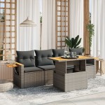 vidaXL Set canapea de grădină cu perne, 5 piese, gri, poliratan vidaXL Set canapea de grădină cu perne, 5 piese, gri, poliratan