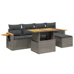 vidaXL Set mobilier grădină cu perne, 6 piese, gri, poliratan vidaXL Set mobilier grădină cu perne, 6 piese, gri, poliratan