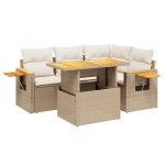 vidaXL Set canapele de grădină cu perne, 5 piese, bej, poliratan