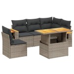 vidaXL Set mobilier grădină cu perne, 6 piese, gri, poliratan vidaXL Set mobilier grădină cu perne, 6 piese, gri, poliratan