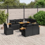 vidaXL Set mobilier de grădină cu perne, 9 piese, negru, poliratan vidaXL Set mobilier de grădină cu perne, 9 piese, negru, poliratan