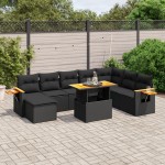 vidaXL Set mobilier de grădină cu perne, 9 piese, negru, poliratan vidaXL Set mobilier de grădină cu perne, 9 piese, negru, poliratan