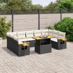 vidaXL Set canapele de grădină cu perne, 10 piese, negru, poliratan vidaXL Set canapele de grădină cu perne, 10 piese, negru, poliratan
