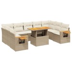 vidaXL Set canapele de grădină cu perne, 10 piese, bej, poliratan