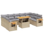 vidaXL Set canapele de grădină cu perne, 10 piese, bej, poliratan