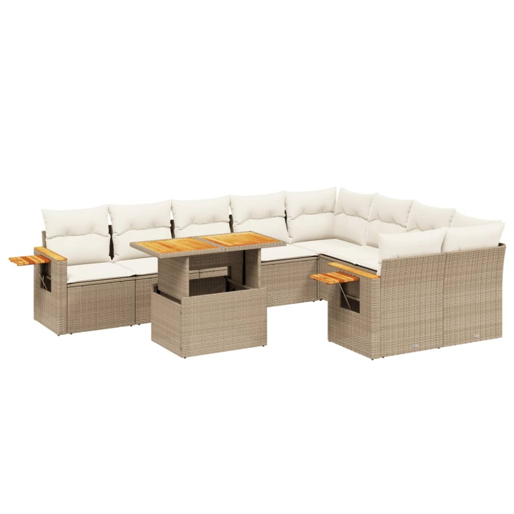 vidaXL Set canapele de grădină cu perne, 10 piese, bej, poliratan