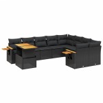 vidaXL Set canapele de grădină cu perne, 10 piese, negru, poliratan vidaXL Set canapele de grădină cu perne, 10 piese, negru, poliratan