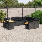 vidaXL Set canapele de grădină cu perne, 10 piese, negru, poliratan vidaXL Set canapele de grădină cu perne, 10 piese, negru, poliratan
