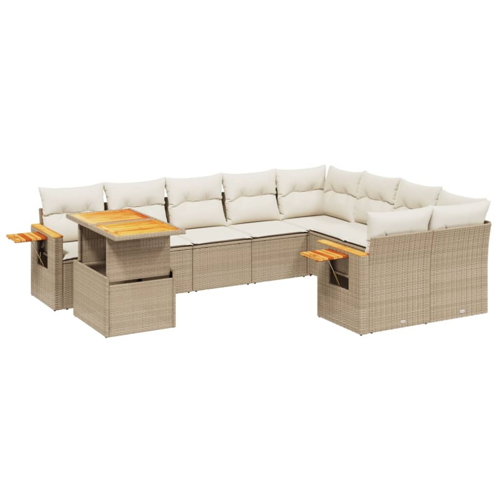 vidaXL Set canapele de grădină cu perne, 10 piese, bej, poliratan