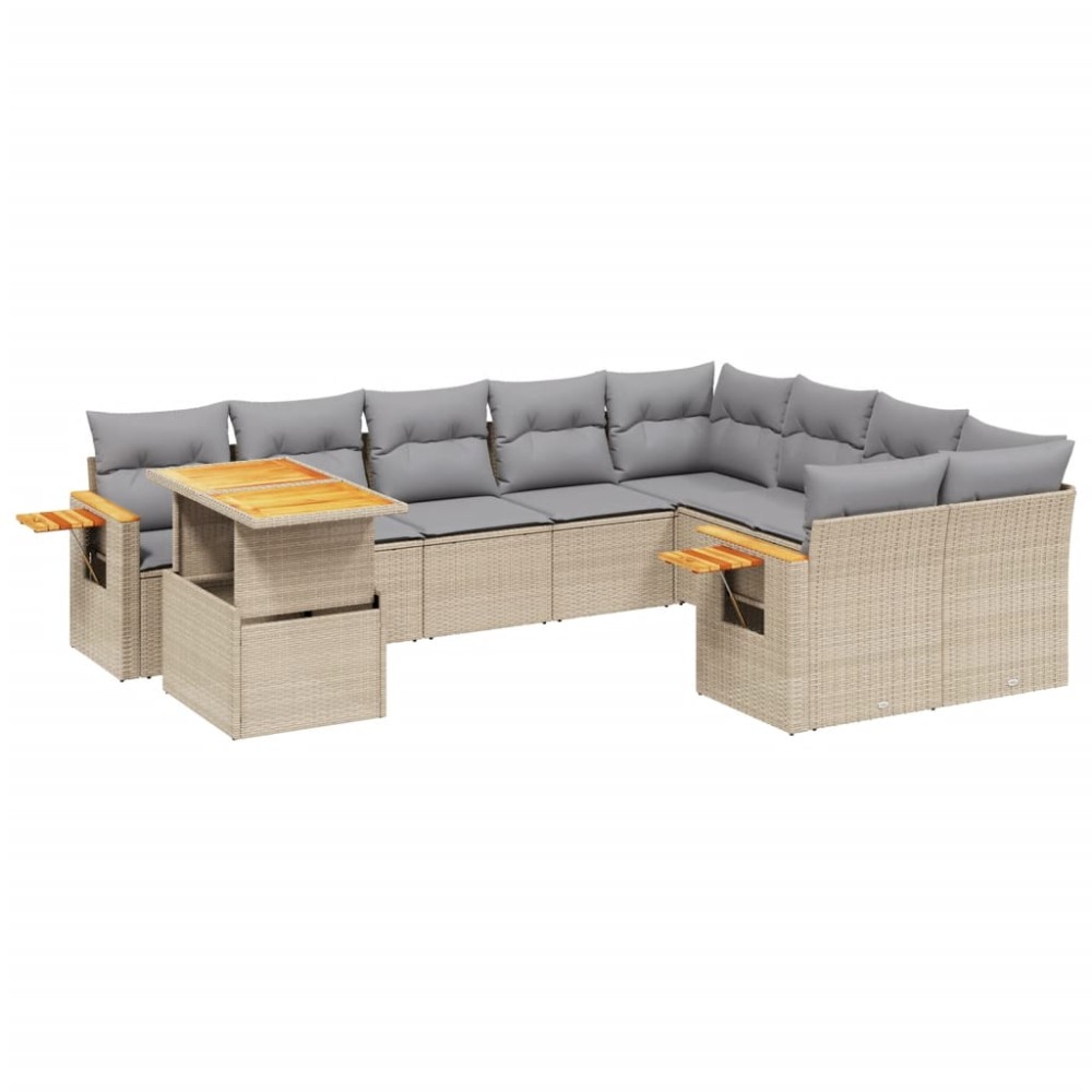 vidaXL Set canapele de grădină cu perne, 10 piese, bej, poliratan