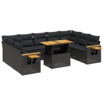 vidaXL Set canapele de grădină cu perne, 11 piese, negru, poliratan vidaXL Set canapele de grădină cu perne, 11 piese, negru, poliratan