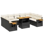 vidaXL Set canapele de grădină cu perne, 11 piese, negru, poliratan vidaXL Set canapele de grădină cu perne, 11 piese, negru, poliratan