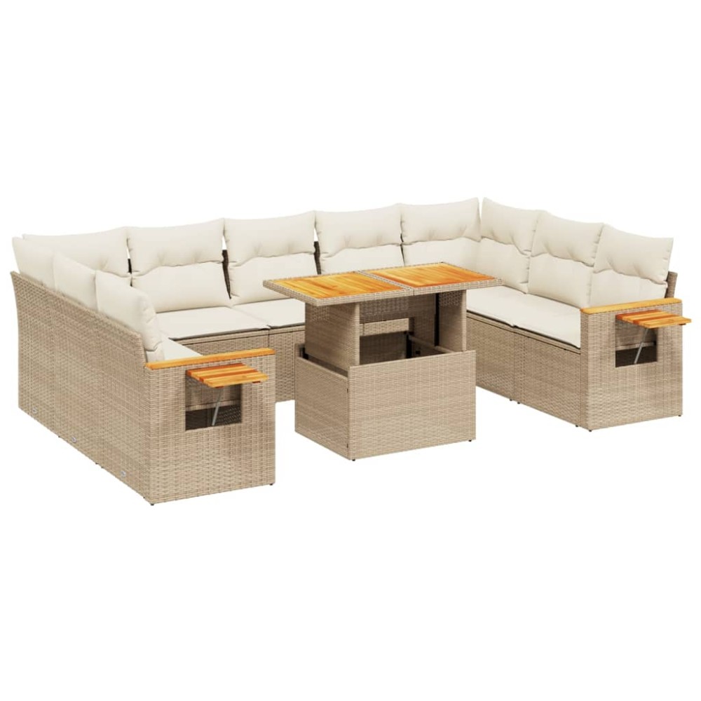 vidaXL Set canapele de grădină cu perne, 11 piese, bej, poliratan
