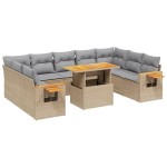vidaXL Set canapele de grădină cu perne, 11 piese, bej, poliratan