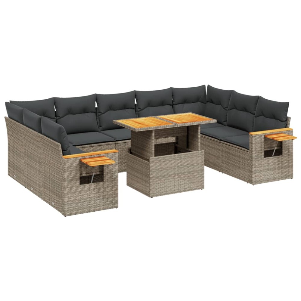 vidaXL Set canapele de grădină cu perne, 11 piese, gri, poliratan