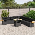 vidaXL Set canapele de grădină cu perne, 11 piese, negru, poliratan vidaXL Set canapele de grădină cu perne, 11 piese, negru, poliratan