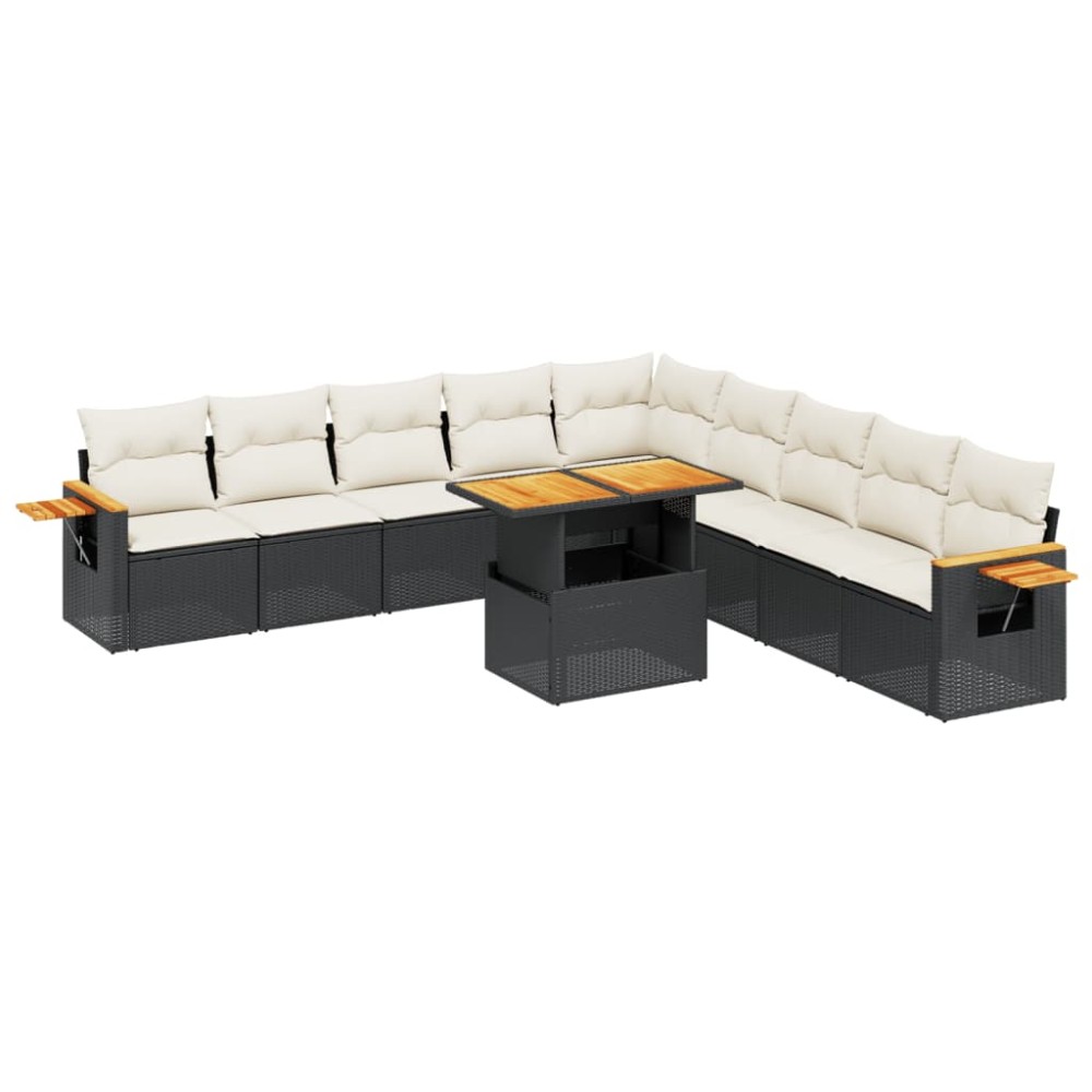 vidaXL Set canapele de grădină cu perne, 11 piese, negru, poliratan