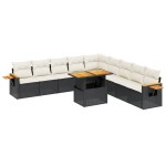 vidaXL Set canapele de grădină cu perne, 11 piese, negru, poliratan vidaXL Set canapele de grădină cu perne, 11 piese, negru, poliratan