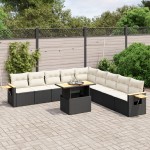 vidaXL Set canapele de grădină cu perne, 11 piese, negru, poliratan vidaXL Set canapele de grădină cu perne, 11 piese, negru, poliratan