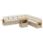 vidaXL Set canapele de grădină cu perne, 11 piese, bej, poliratan