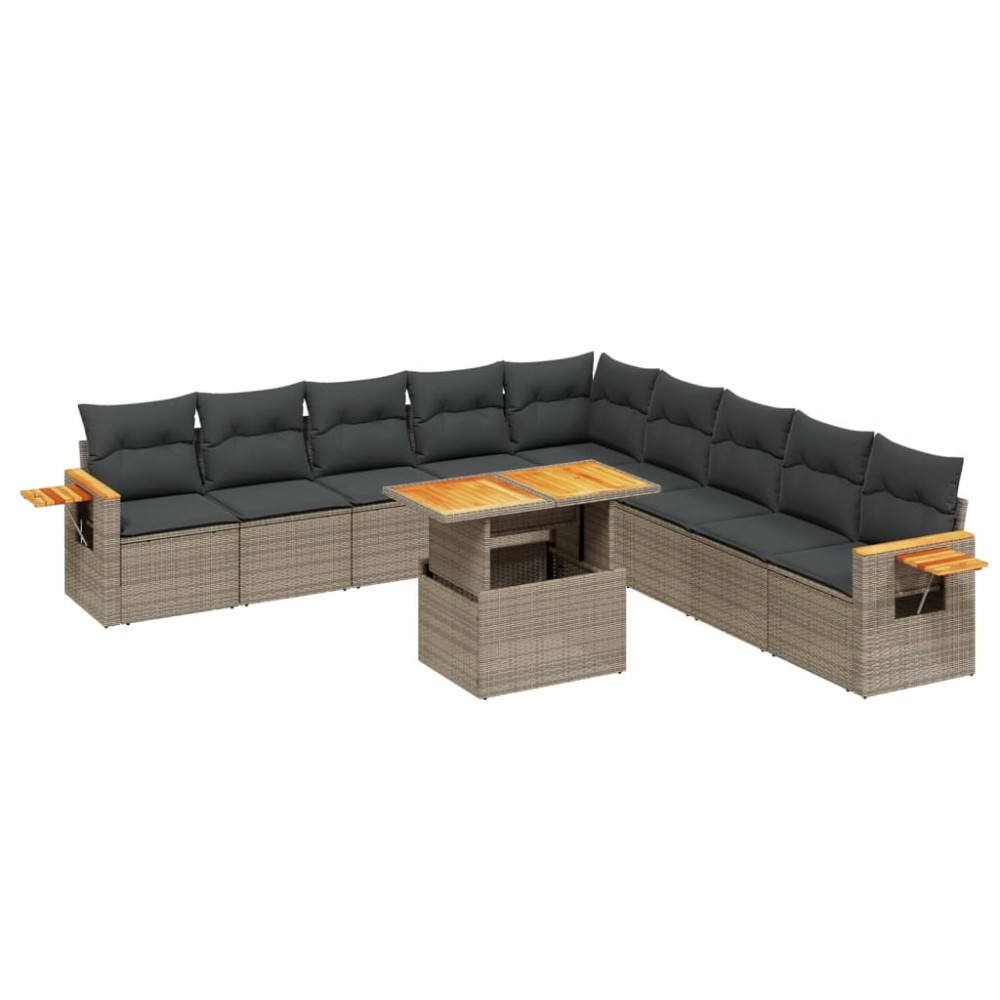 vidaXL Set canapele de grădină cu perne, 11 piese, gri, poliratan