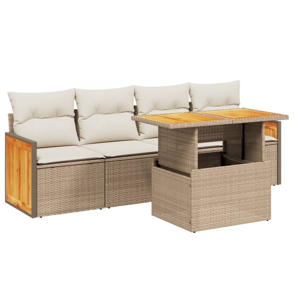 vidaXL Set canapele de grădină cu perne, 5 piese, bej, poliratan