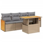 vidaXL Set canapele de grădină cu perne, 5 piese, bej, poliratan