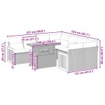 vidaXL Set mobilier de grădină cu perne, 9 piese, negru, poliratan