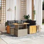 vidaXL Set canapea de grădină cu perne, 5 piese, gri, poliratan vidaXL Set canapea de grădină cu perne, 5 piese, gri, poliratan