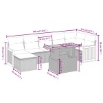 vidaXL Set mobilier de grădină cu perne, 8 piese, negru, poliratan