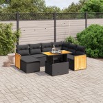 vidaXL Set mobilier de grădină cu perne, 8 piese, negru, poliratan vidaXL Set mobilier de grădină cu perne, 8 piese, negru, poliratan