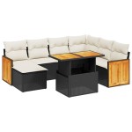 vidaXL Set mobilier de grădină cu perne, 8 piese, negru, poliratan vidaXL Set mobilier de grădină cu perne, 8 piese, negru, poliratan
