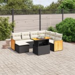 vidaXL Set mobilier de grădină cu perne, 8 piese, negru, poliratan vidaXL Set mobilier de grădină cu perne, 8 piese, negru, poliratan
