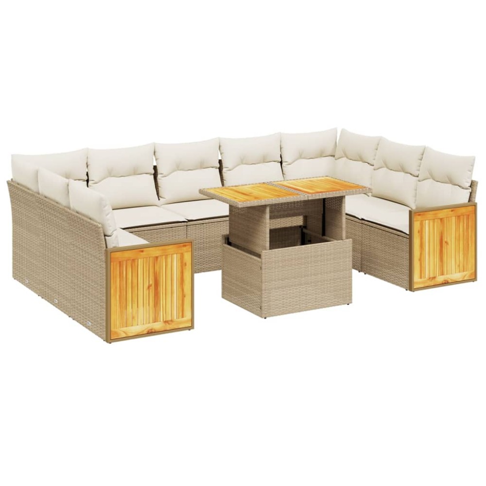 vidaXL Set canapele de grădină cu perne, 10 piese, bej, poliratan