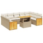 vidaXL Set canapele de grădină cu perne, 10 piese, bej, poliratan