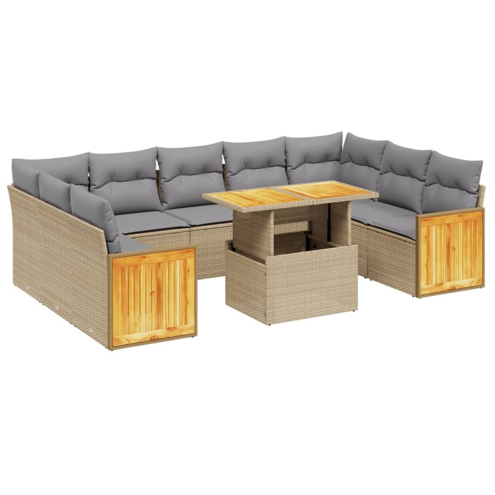 vidaXL Set canapele de grădină cu perne, 10 piese, bej, poliratan