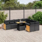 vidaXL Set canapele de grădină cu perne, 10 piese, negru, poliratan vidaXL Set canapele de grădină cu perne, 10 piese, negru, poliratan