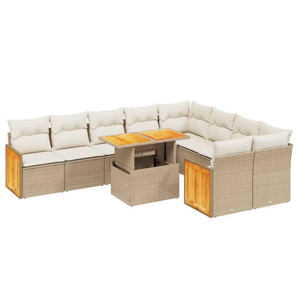 vidaXL Set canapele de grădină cu perne, 10 piese, bej, poliratan