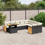 vidaXL Set canapele de grădină cu perne, 10 piese, negru, poliratan vidaXL Set canapele de grădină cu perne, 10 piese, negru, poliratan