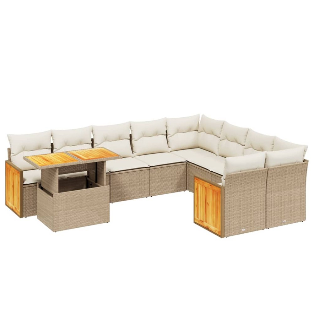 vidaXL Set canapele de grădină cu perne, 10 piese, bej, poliratan