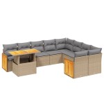 vidaXL Set canapele de grădină cu perne, 10 piese, bej, poliratan