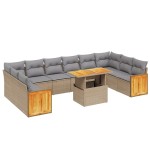 vidaXL Set canapele de grădină cu perne, 11 piese, bej, poliratan