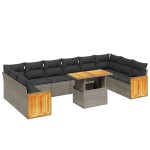 vidaXL Set canapele de grădină cu perne, 11 piese, gri, poliratan